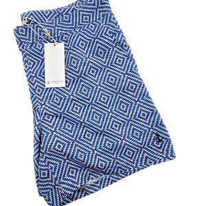 Retromarine New York Men's Swim Trunks Navy Geo Print Mesh Lining MEDIUM NWT